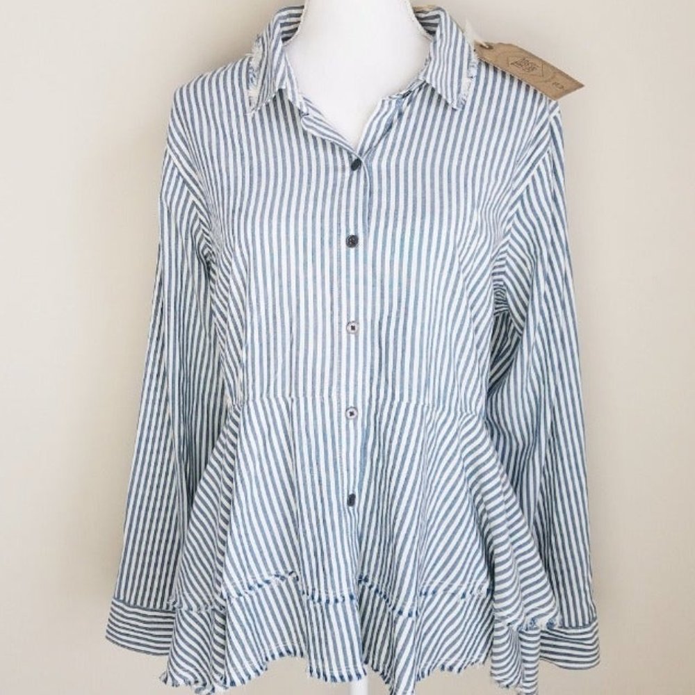 NWT True Craft Striped Peplum Top